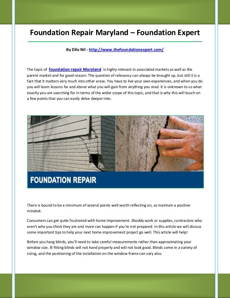 Foundation repair maryland
