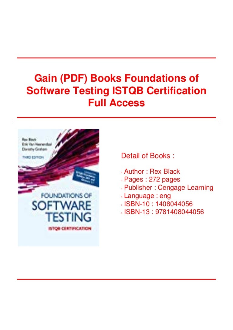 Gain Pdf Books Foundations Of Software Testing Istqb Certification