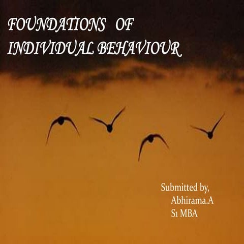 Foundations of indiv. behv