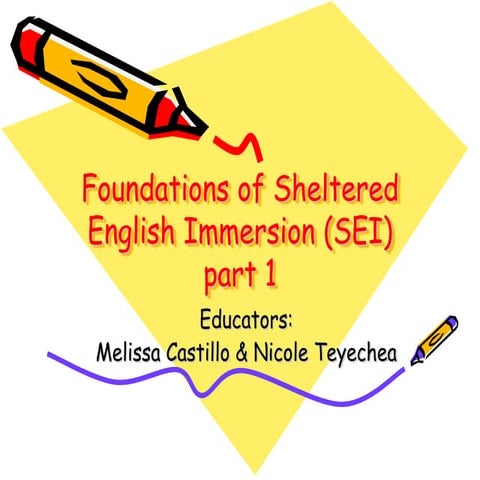 Foundations Of Sheltered English Immersion (Sei) Elementary