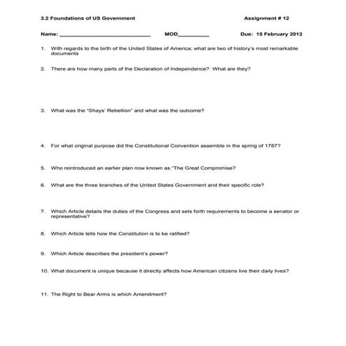 Foundations of us government questions 2012 2013