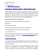 Foundation waterproofing   stops wa...