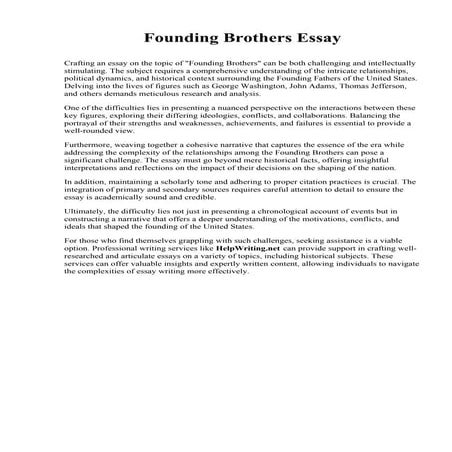 Founding Brothers Essay. Embry-Riddle Aeronautical University