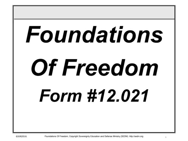 Foundations of Freedom Course, Form #12.021
