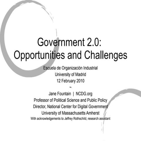 Government 2.0.: Opportunities and challenges