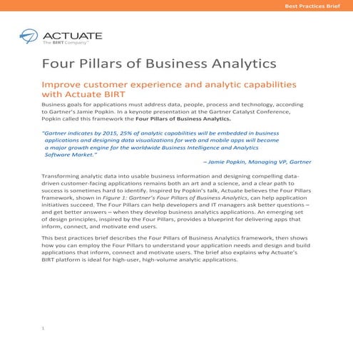 Four Pillars of Business Analytics by Actuate