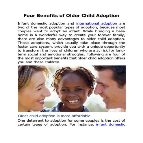 Four Benefits of Older Child Adoption