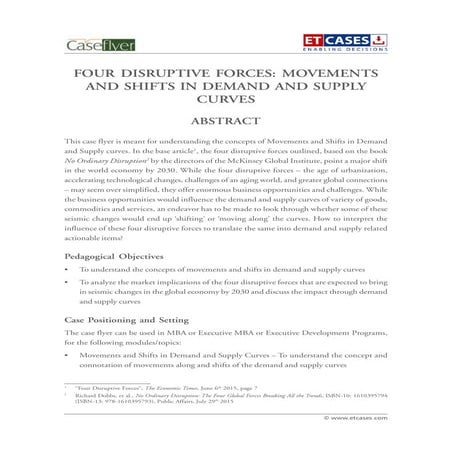 Four Disruptive Forces: Movements and Shifts in Demand and Supply Curves