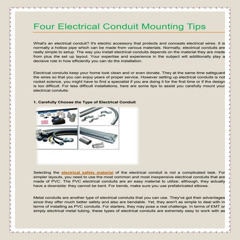 Four electrical conduit mounting tips