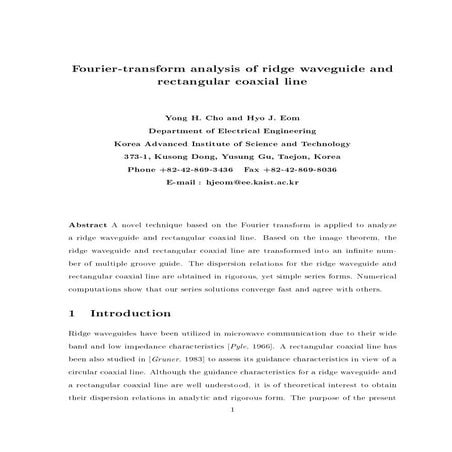 Fourier-transform analysis of a ridge waveguide and a rectangular coaxial line