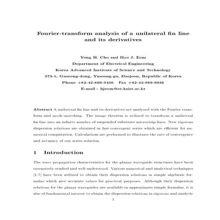 Fourier-transform analysis of a unilateral fin line and its derivatives