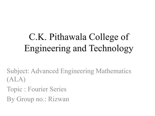 Fourier Series Introduction Pptx Fourier Series Introduction Pptx