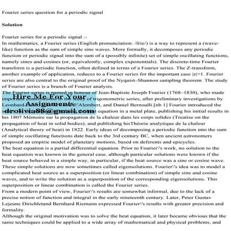 Fourier series question for a periodic signalSolutionFourier s.pdf