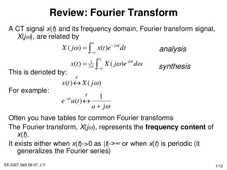 Properties of Fourier transform