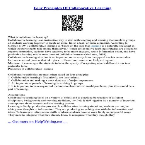 Four Principles Of Collaborative Learning