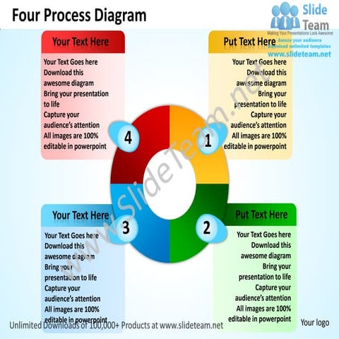 Four process diagram powerpoint templates 0712