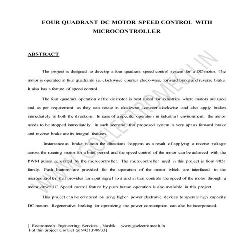 Four quadrant dc motor speed control with microcontroller