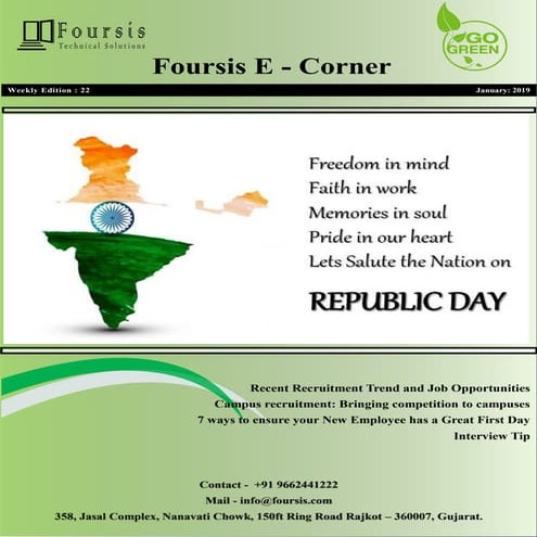 Foursis E- corner - 22nd  Edition - 28th January 2019
