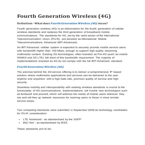 Fourth generation wireless
