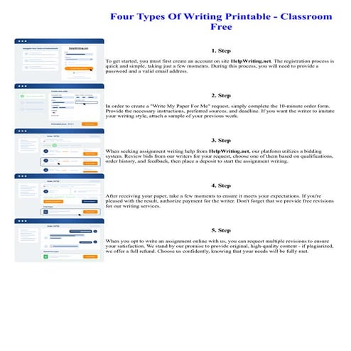 Four Types Of Writing Printable - Classroom Free