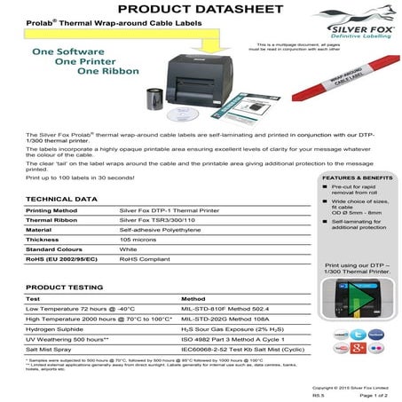 Prolab Wrap-Around Self-Laminating Cable Labels - Laser | PDF