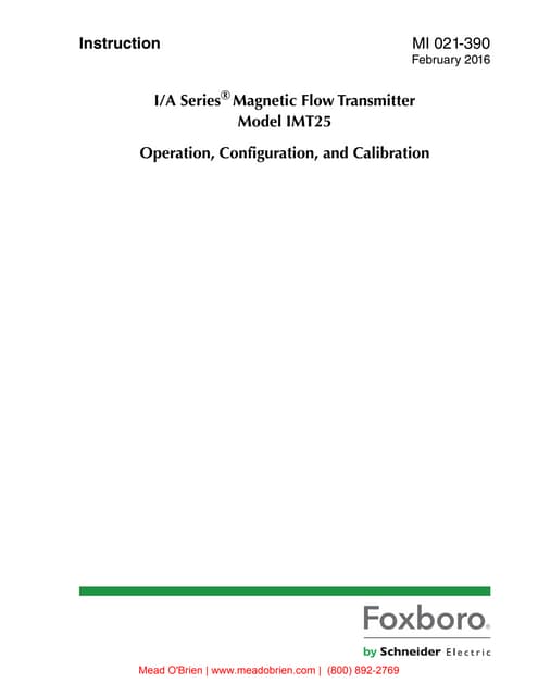 Foxboro IMT23 Transmitter Operation, Configuration, and Calibration