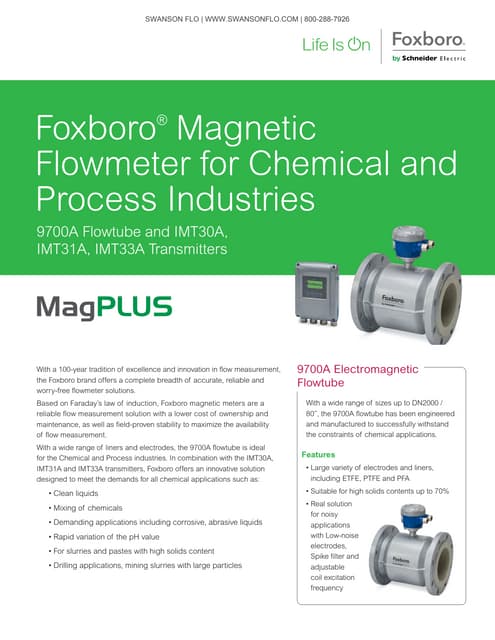 Foxboro Magnetic Flowmeter for Chemical and Process Industries