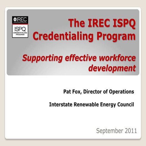 IREC ISPQ Credentialing Program