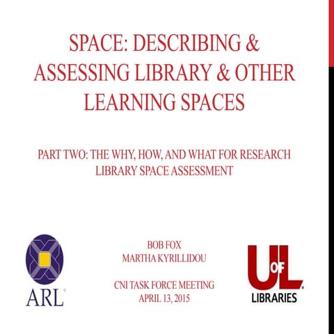 Space: Describing and Assessing Library and Other Learning Spaces