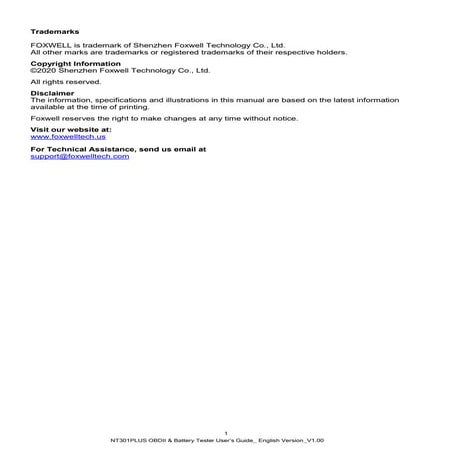 Foxwell NT301 Plus User’s Manual