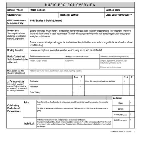 Fozen moments project plan
