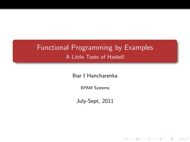 Functional Programming by Examples using Haskell