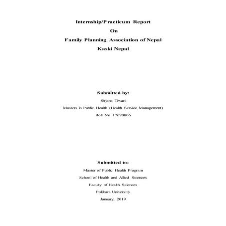 Family planning Association of Nepal, practicum 