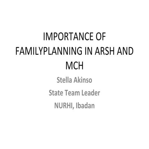 IMPORTANCE OF FAMILY PLANNING
