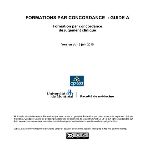 Guide de formation par concordance de jugement clinique