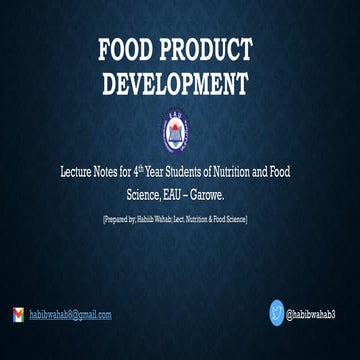 FOOD PRODUCT DEVELOPMENT 