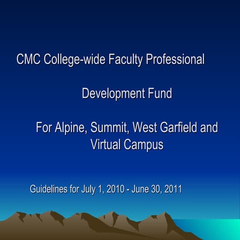 Faculty Professional Development Fund Overview