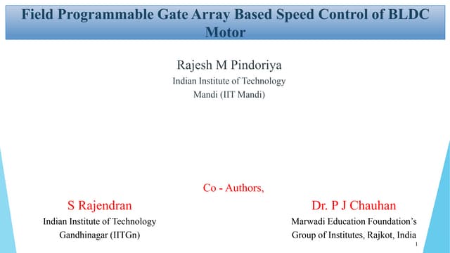 FPGA Based Speed Control of BLDC Motor