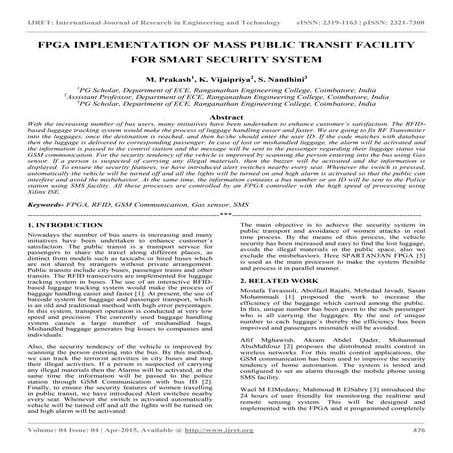Fpga implementation of mass public transit facility for smart security system