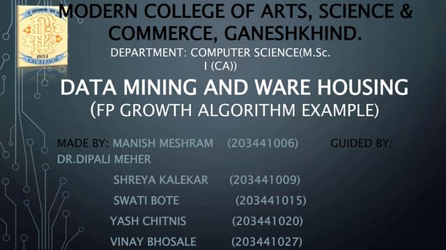Fp growth algorithm