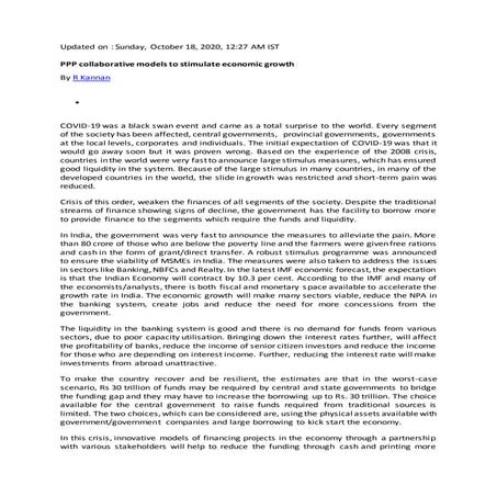 PPP collaborative models to stimulate economic growth