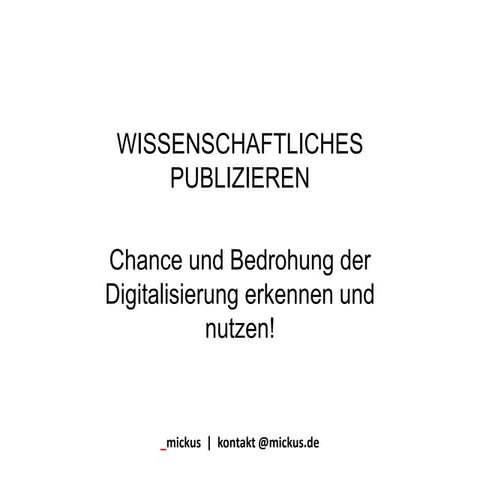 Wissenschaftliches Publizieren 