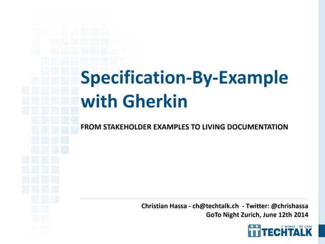 Specification-By-Example with Gherkin