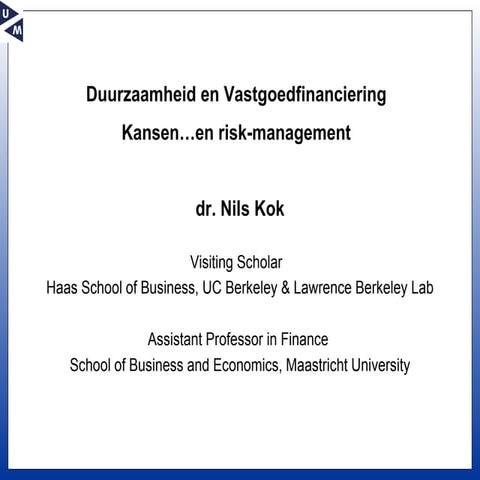 Duurzaamheid en vastgoedfinanciering