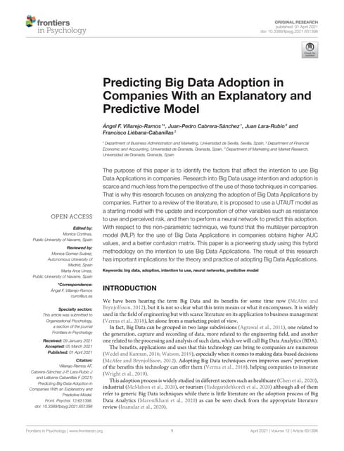 Predicting Big Data Adoption in Companies With an Explanatory and Predictive ...