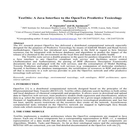 ToxOtis: A Java Interface to the OpenTox Predictive Toxicology Network