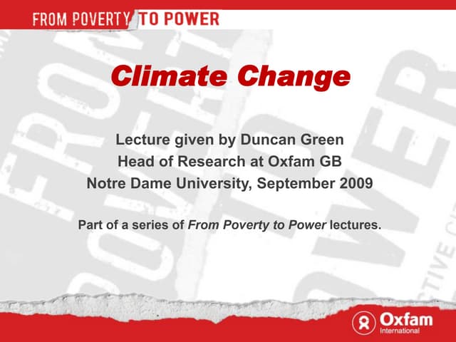 Climate Change, From Poverty to Power Lecture