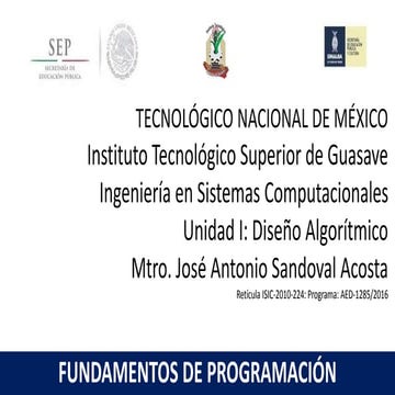 Fundamentos de Programación - Unidad I: Diseño Algorítmico