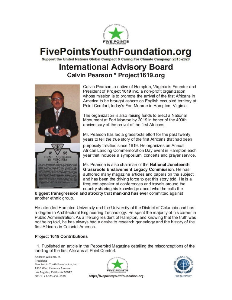 Five Points Youth Foundation Goodwill Ambassador Calvin Pearson Proje…