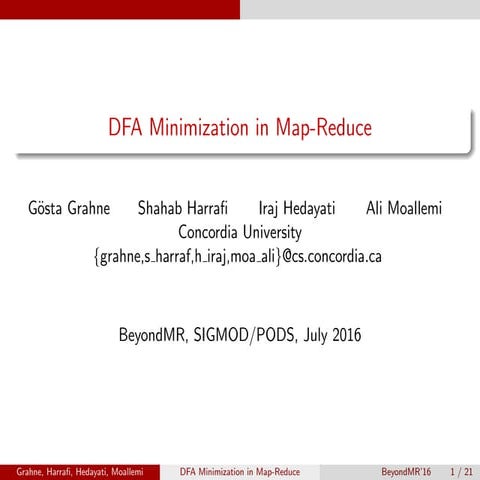 DFA Minimization in Map-Reduce